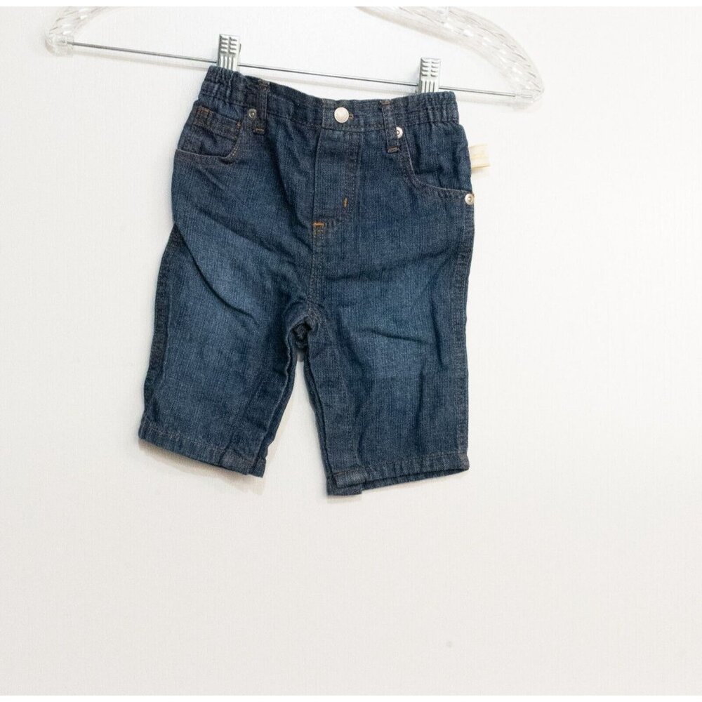 Small Wonders Kids Toddler Blue Cotton Denim Pants Button Zip Stretch Size 3-6 M